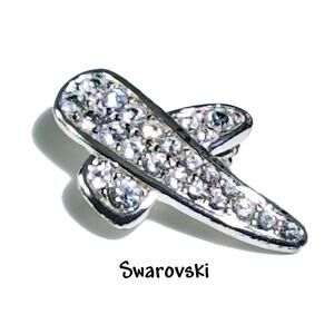 Swarovski X Brooch, Modernist Pin, Swan Logo, Rhinestone 1980s Brooch Vintage